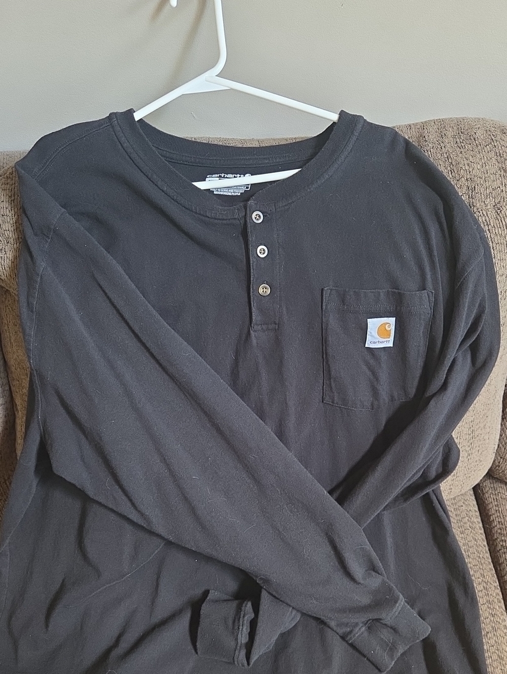Carhartt Men's Black Long-Sleeve Henley Pocket Shirt